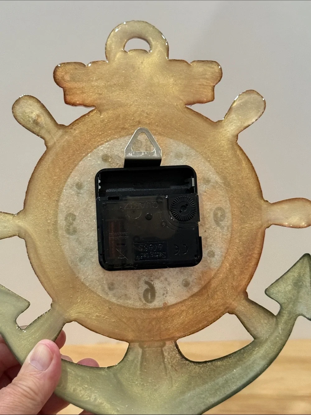 Coastal Ship Wheel Wall Clock in Copper and Teal